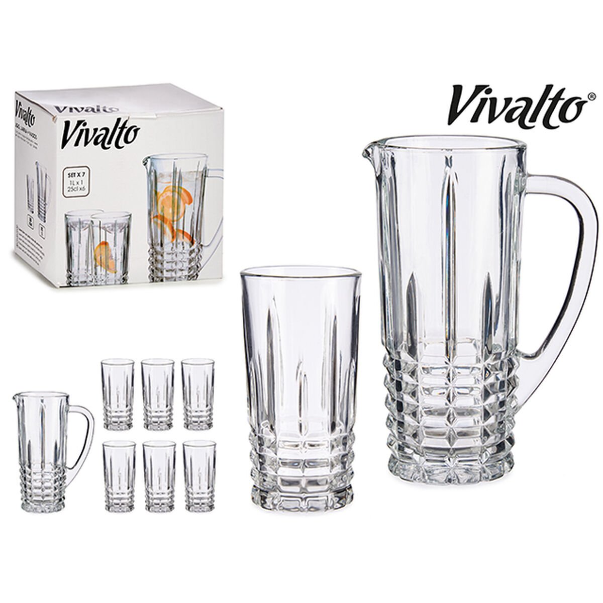 Set of glasses Vivalto 7 pcs Transparent (250 ml) (16 x 23,5 x 25,5 cm) 6 x (25 cl) / 1 x (1 l)_8