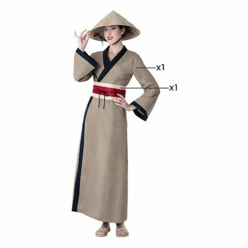 Kostume til voksne Kineser pige Brun, str. M/L_4