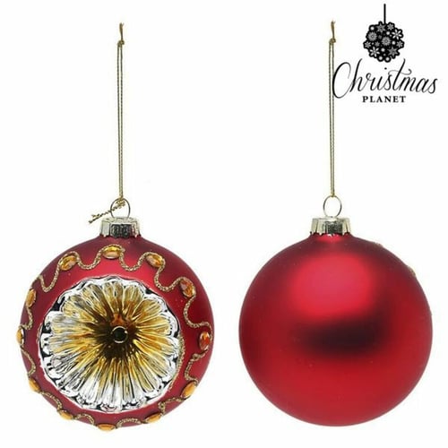 Julgranskulor Christmas Planet 1662 8 cm (2 uds) Glas Röd_1