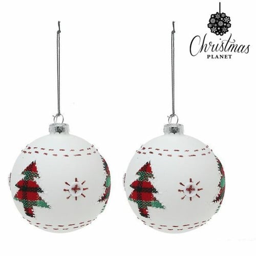 Julgranskulor Christmas Planet 1860 8 cm (2 uds) Glas Vit_1