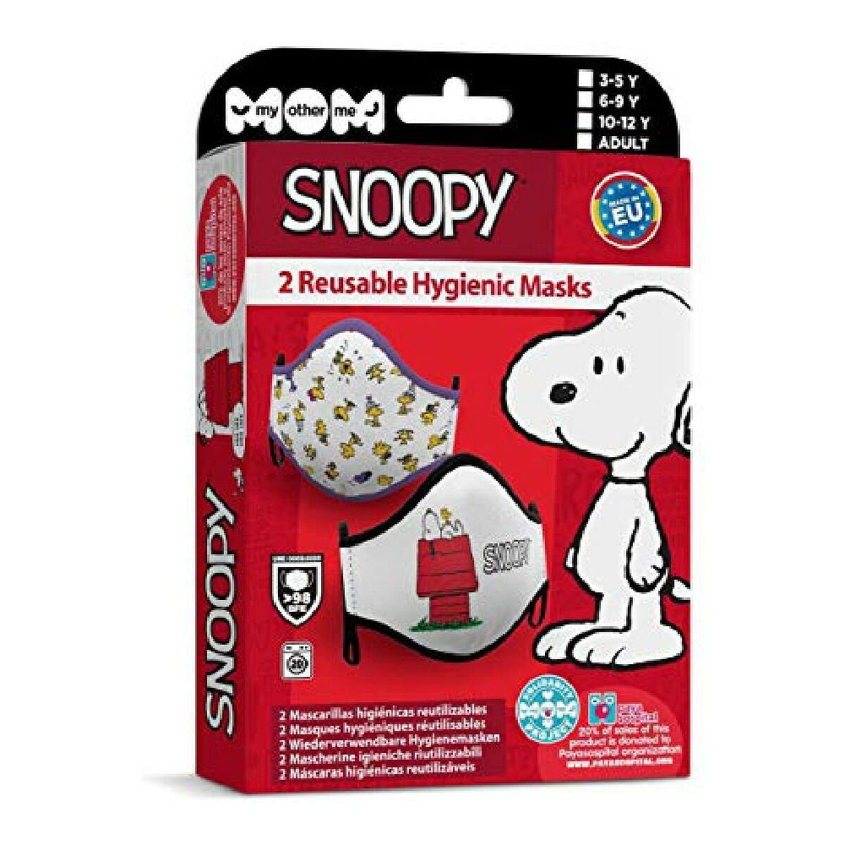 Hygienic Reusable Fabric Mask Snoopy Adult (2 uds)_1