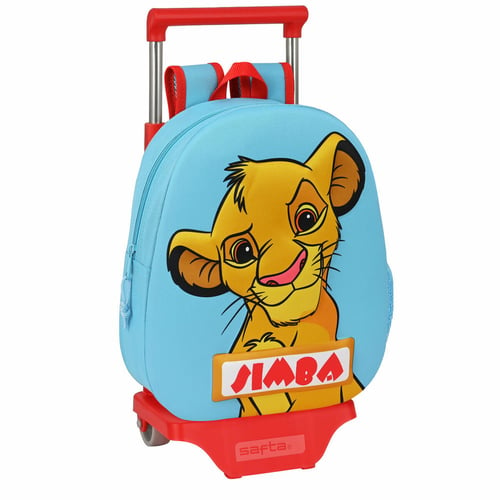 3D Skoletaske med Hjul The Lion King Simba Rød Lyseblå (28 x 10 x 67 cm) - picture