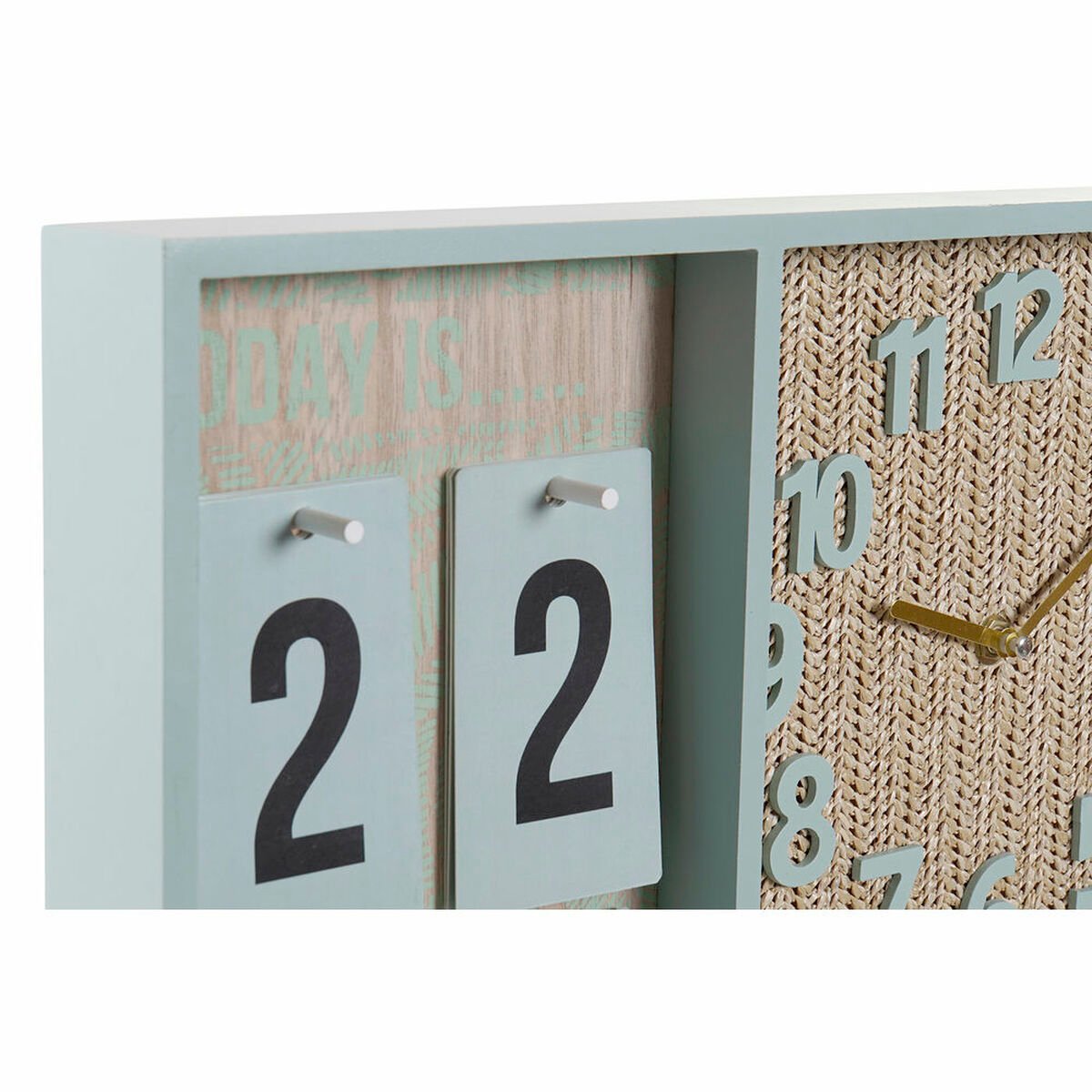 Wall Clock DKD Home Decor polypropylene Green Mint MDF Wood (2 pcs) (40 x 5 x 24 cm)_5