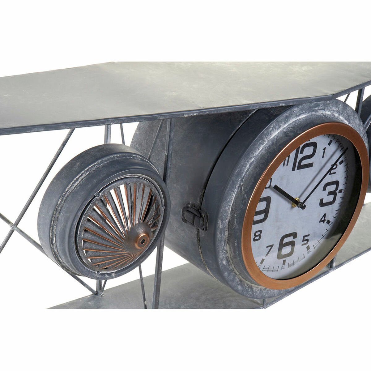 Wall Clock DKD Home Decor Crystal Iron Aeroplane MDF Wood Dark grey (120 x 21 x 33.5 cm)_5