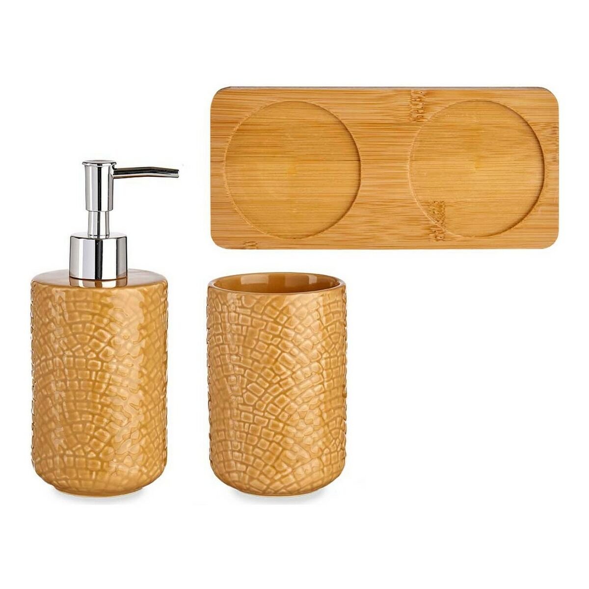 Bath Set Squares Ceramic Bamboo Camel (3 pcs)_4