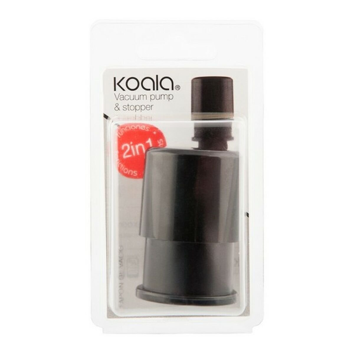 Vacuum Pump and Wine Stopper Koala Nature Black Plastic_4