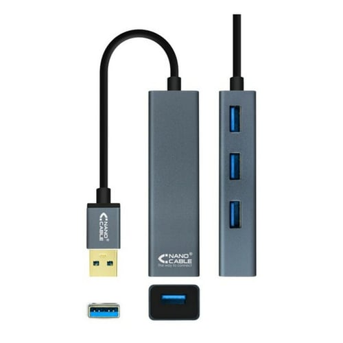 4-Port USB Hub NANOCABLE 10.16.4402 USB 3.0 Grå_2
