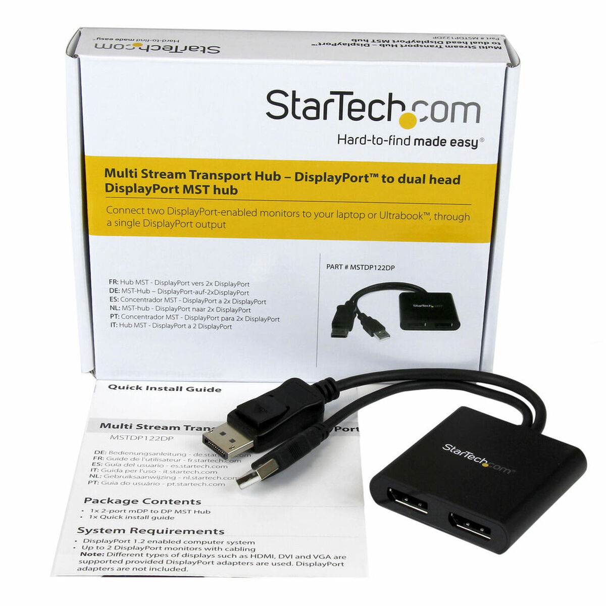 Splitter DisplayPort Startech MSTDP122DP Black 4K Ultra HD_3