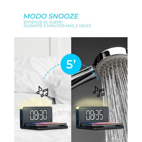 Vækkeur med trådløs oplader KSIX Qi Sort_11