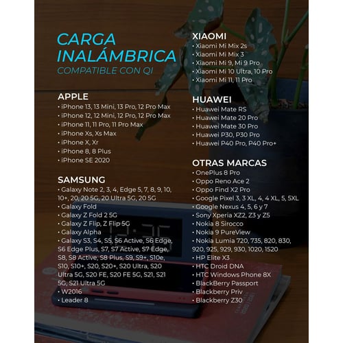 Vækkeur med trådløs oplader KSIX Qi Sort_21