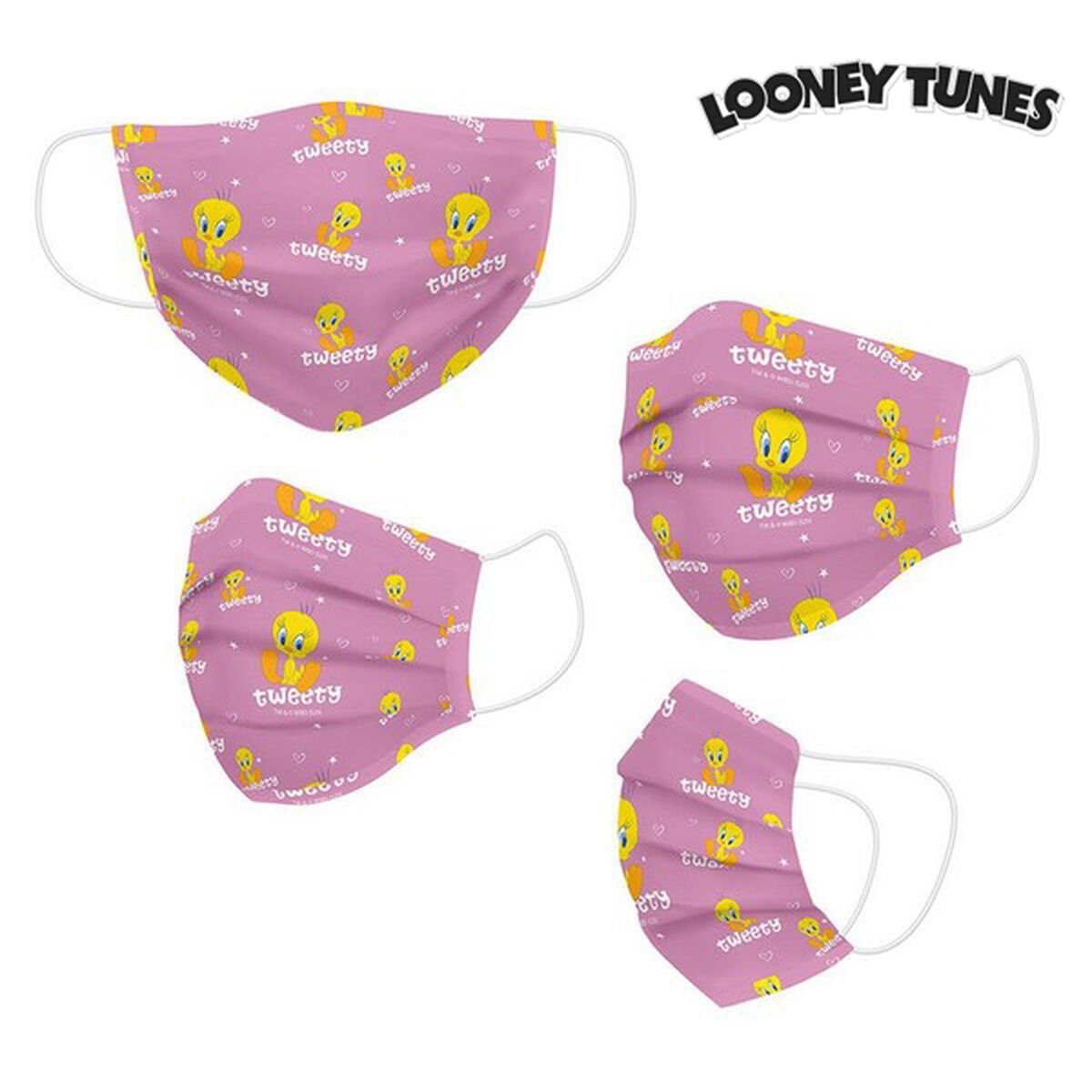 Hygienic Reusable Fabric Mask Looney Tunes Children's Pink_0