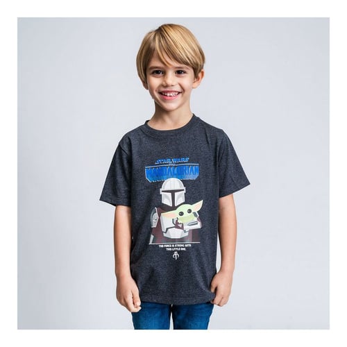 Børne Kortærmet T-shirt The Mandalorian Sort_1