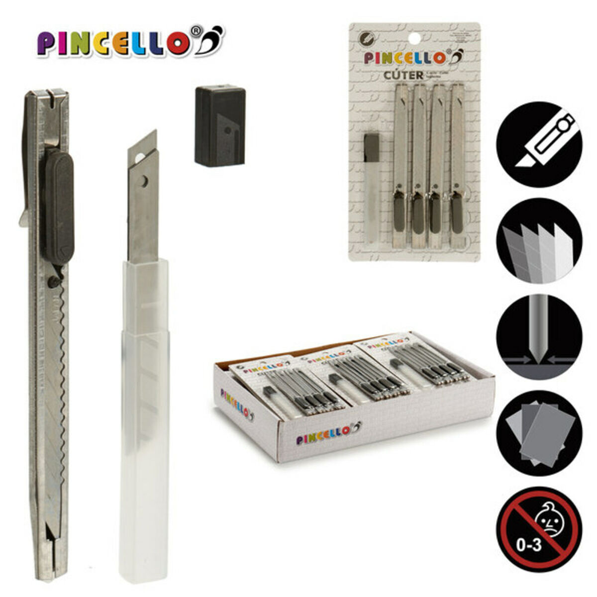 Cutter Black Metal (1,5 x 18,5 x 10 cm) (4 Pieces)_3