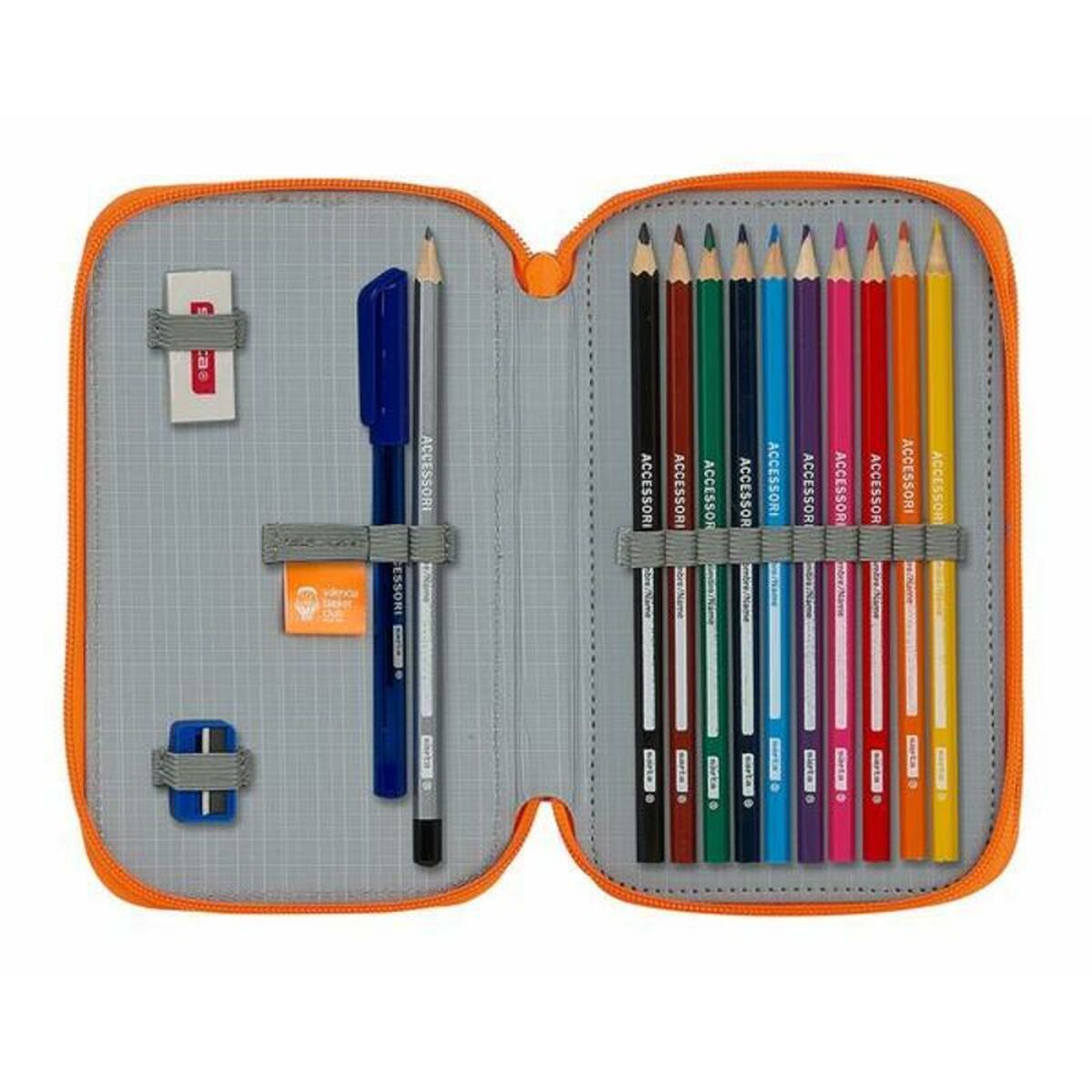 Double Pencil Case Valencia Basket Blue Orange (28 pcs)_3