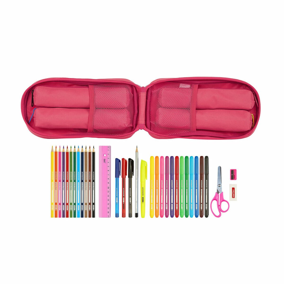 Backpack Pencil Case BlackFit8 Pink (33 Pieces)_2