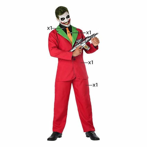 Kostume til voksne Mande klovn Joker Rød, str. XL - picture
