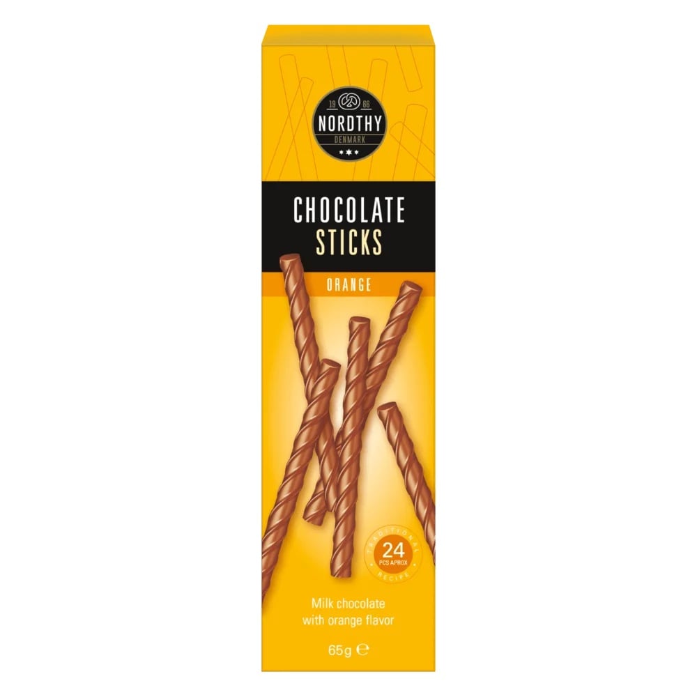 <div>Nordthy Chocolate Sticks Milk Chocolate with Orange Flavor 65g</div>_0