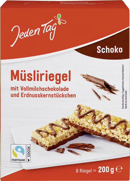 Jeden Tag Müslibar m. chokolade/nødder 200g_0