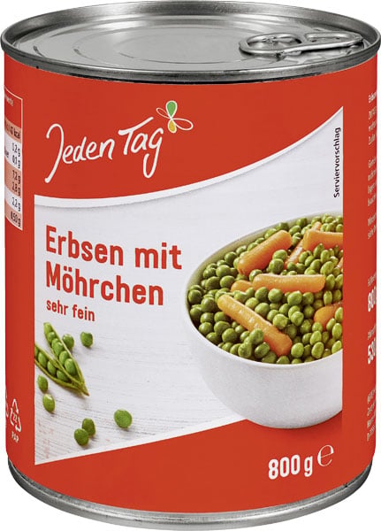 Jeden Tag Ærter & gulerødder 850ml_0