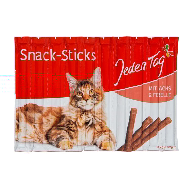 Jeden Tag Kat Snack Sticks m/laks & ørred 10x50g_0