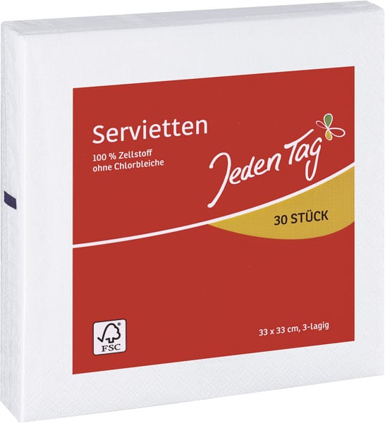 Jeden Tag Servietter Hvid 3-lags 30stk_0