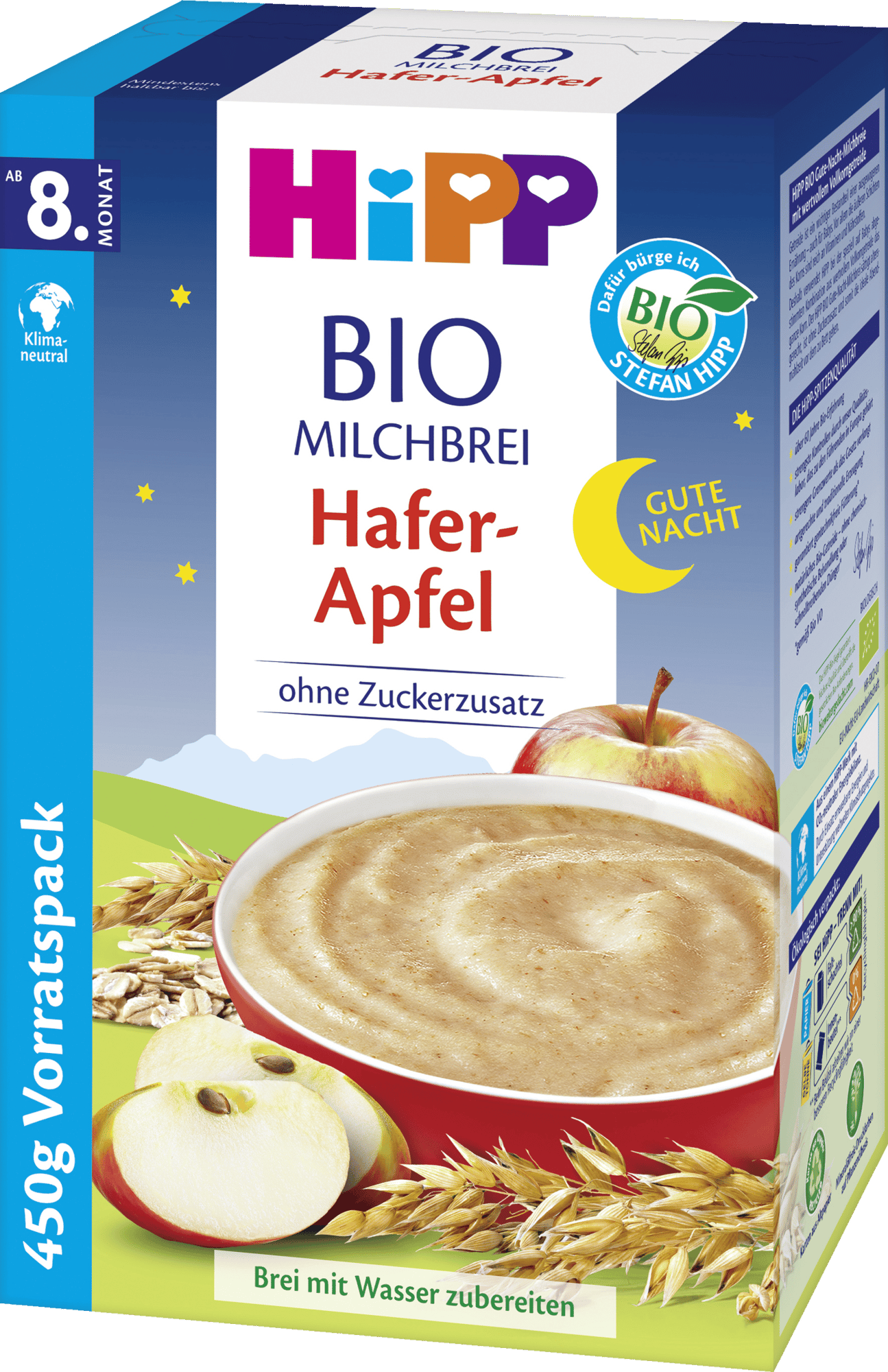 Hipp Bio Mælkegrød Havre Æble 450g_0