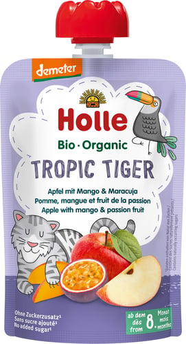 Holle Bio Dd Squeeze Bag Tropic Tiger Æble Med Mango & Passionsfrugt 100g_0
