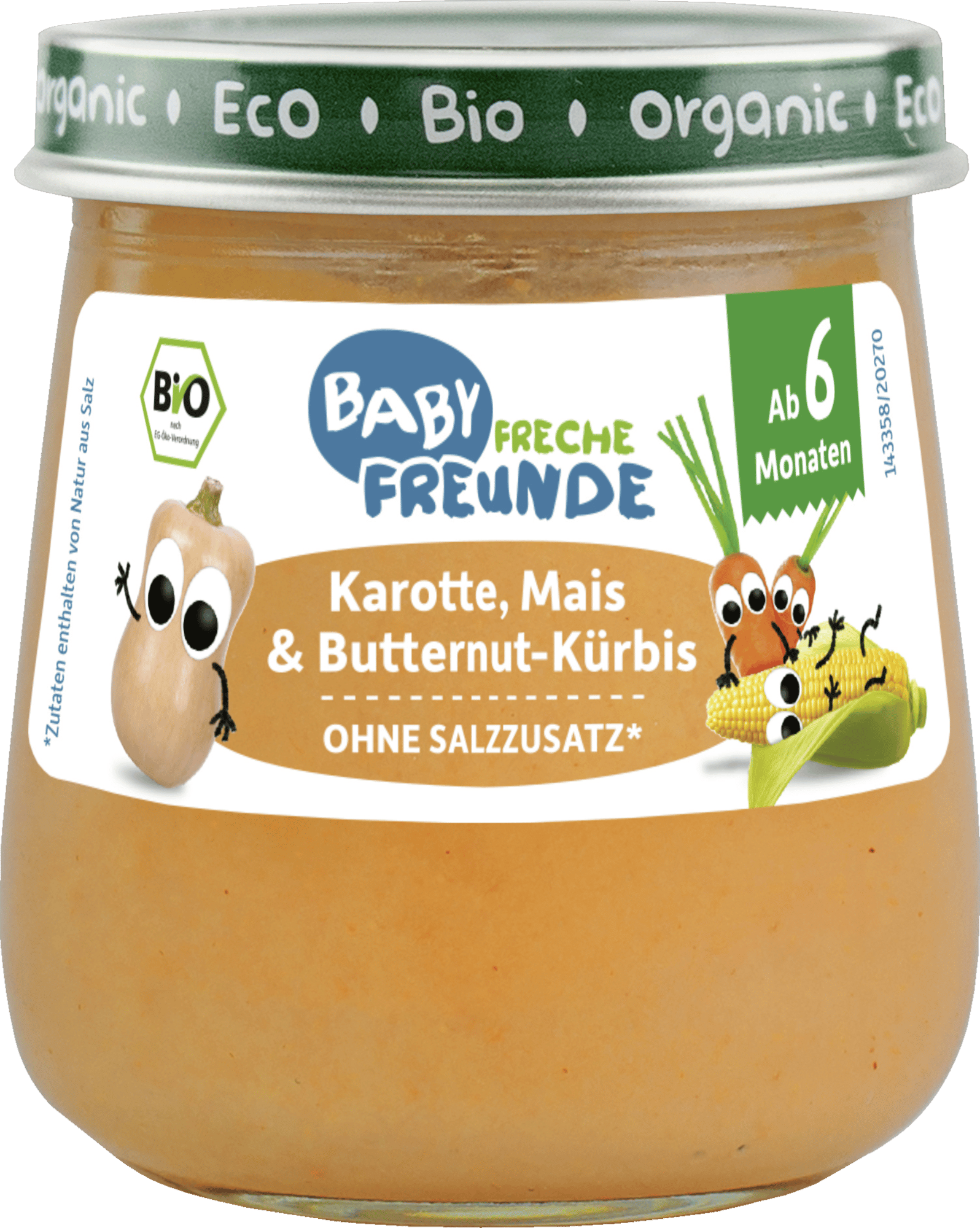 Freche Freunde Bio Grøntsager Gulerod Majs & Butternut Squash 120g_0