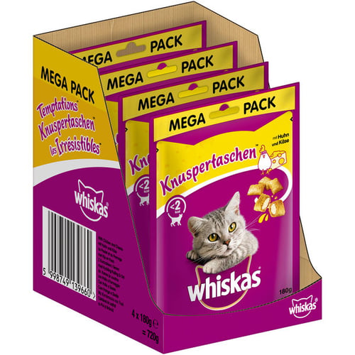 Whiskas sprøde poser med kylling og ost 180g