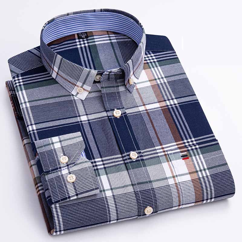 Men's Dress Shirt Button Down Shirt Non Iron Shirt Oxford Shirt Stripes and Plaid Wedding Vacation grey blue Red Blue Brown Long Sleeve Turndown All Seasons Clothing Apparel Button-Down