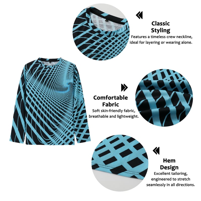 Men's Optical Illusion Graphic Prints T shirt Long Sleeve T shirt 3D Print Crew Neck Shirt Sports Designer Basic Outdoor Street Daily A B C Spring & Fall Clothing Apparel S M L XL XXL 3XL 4XL