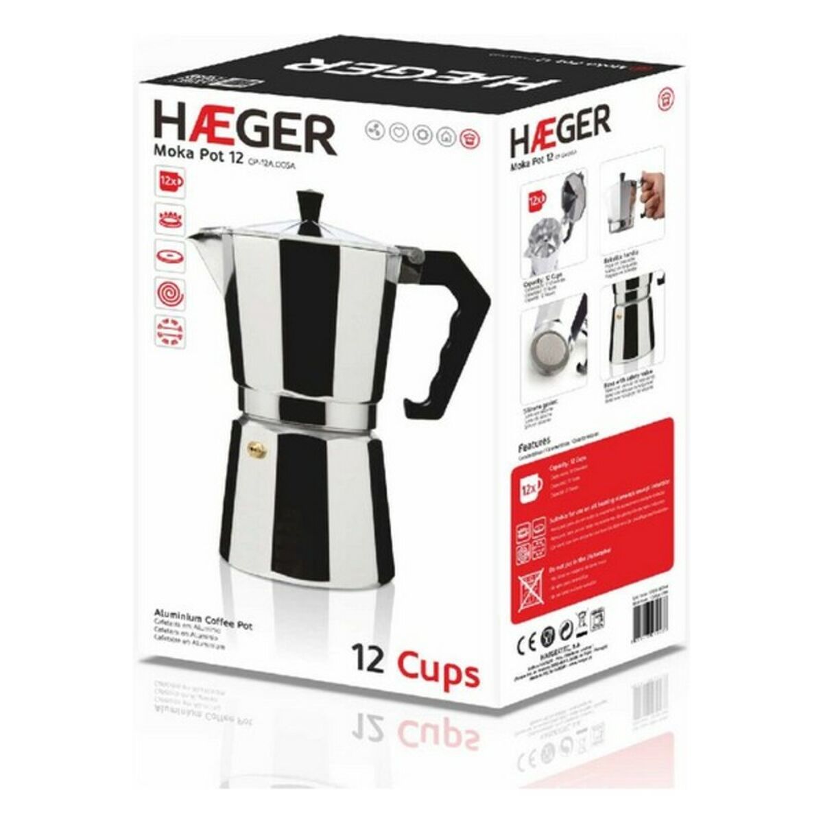 Italian Coffee Pot Haeger Moka Aluminium_12