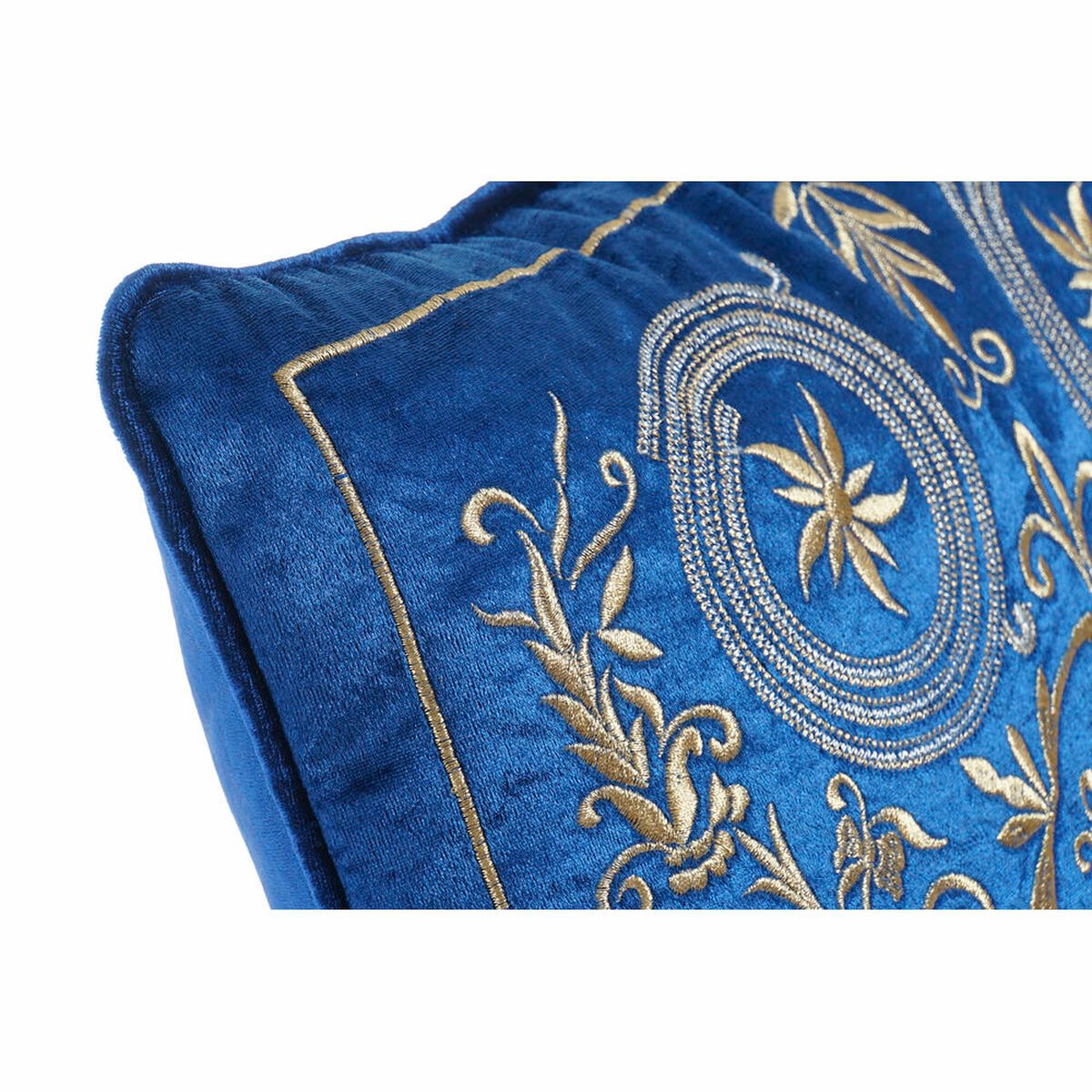 Cushion DKD Home Decor Blue Polyester Velvet Golden (45 x 10 x 45 cm)_4