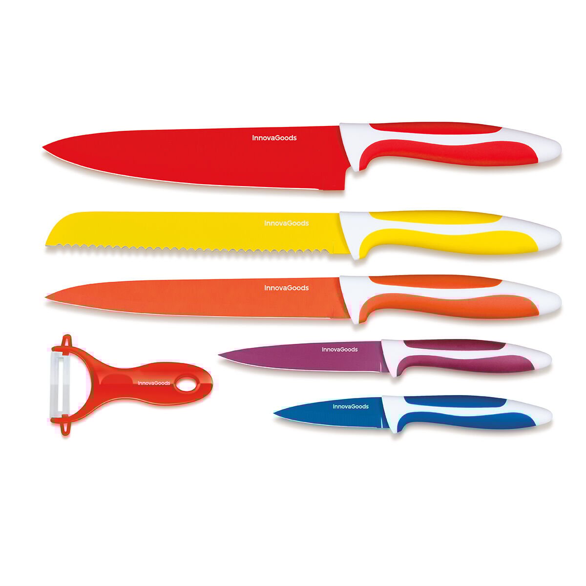 InnovaGoods Set of Ceramic Coated Knives with Peeler (6 pieces)_20
