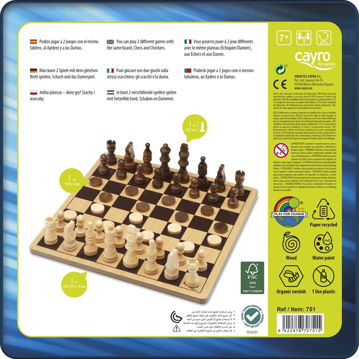 Chess and Checkers Board Cayro Wood_10