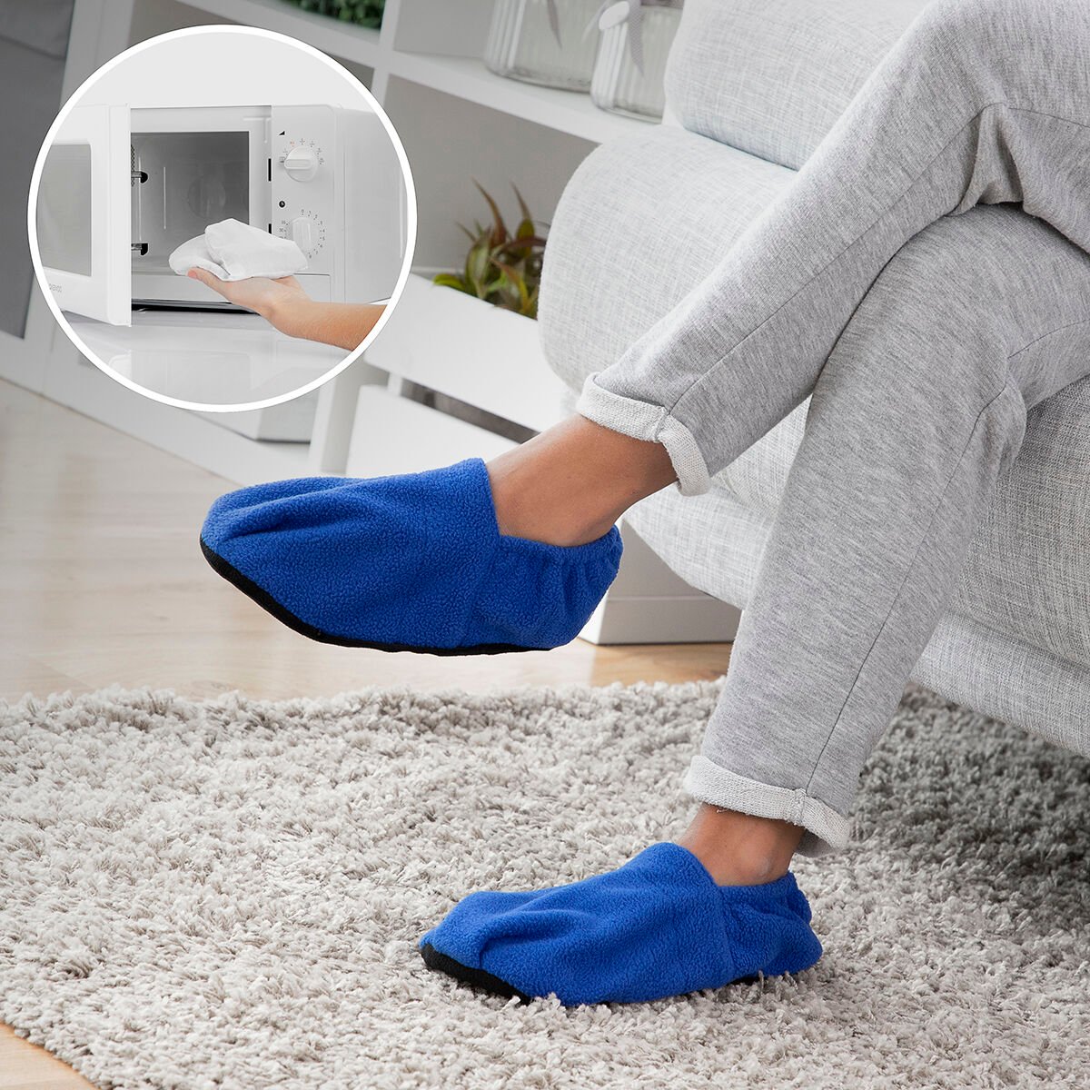 Microwavable Heated Slippers InnovaGoods Blue_2