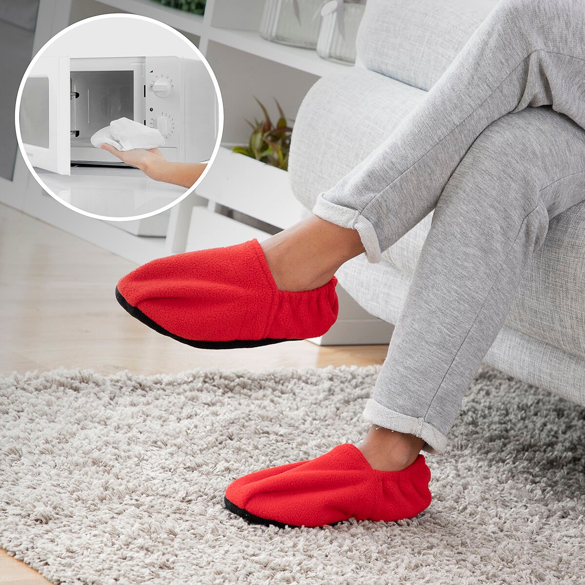 Microwavable Heated Slippers InnovaGoods Red_5