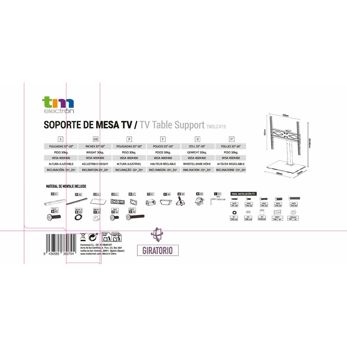 "TV Mount TM Electron 30 Kg 32""-50"""_5