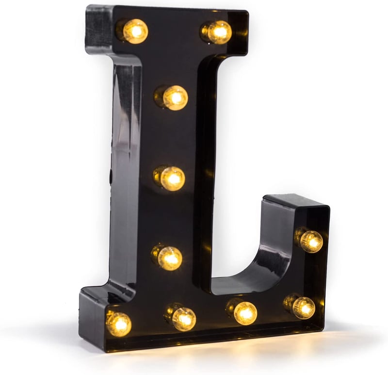 LED Letters Lights 26 Alphabet & Arabic Battery Operated Black Decorative Marquee Lamps for Events Wedding Party Birthday Home Bar(Cool Black) Newly Design