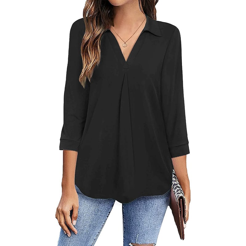 Women's Shirt Blouse Dressy Tops Streetwear Casual Long Sleeve Regular Tops V Neck Office Work Business Black White Wine Army Green Red Spring Fall