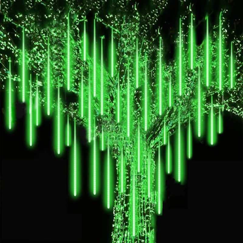 Meteor Shower Rain Lights Outdoor Icicle Snowfall Light for Christmas Decoration LED Decoration Falling Drop String Light 8 Tubes 30cm 192 LEDs