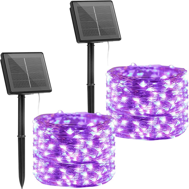 2 Pack Solar String Lights Christmas Lights Decoration Outdoor 12m 120LEDs Fairy Copper Wire Lights with 8 Modes Waterproof Decoration Copper Wire Lights for Patio Yard Trees Christmas Wedding Party