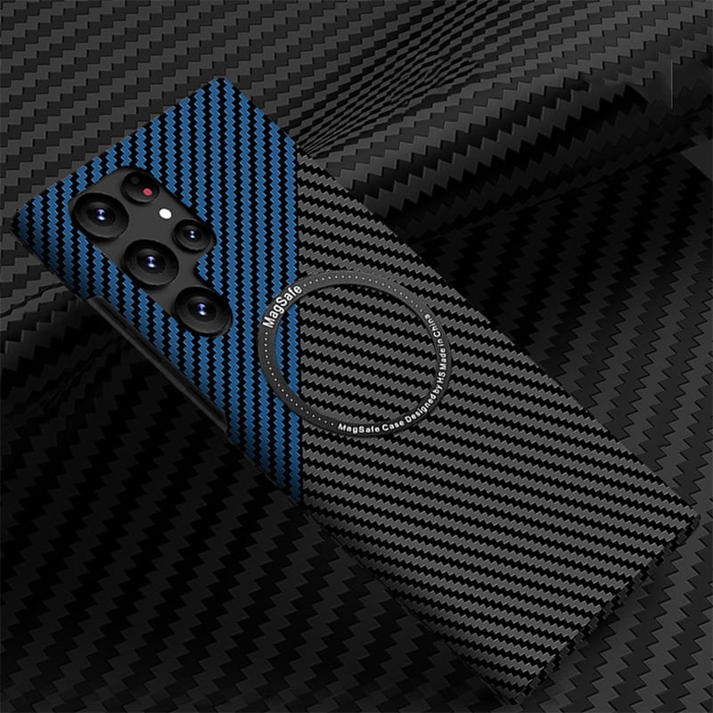 Phone Case For Samsung Galaxy S23 S22 S21 Plus Ultra With Magsafe Magnetic Dustproof Four Corners Drop Resistance Lines / Waves Carbon Fiber