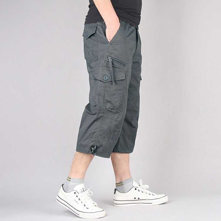 Men's Cargo Shorts Shorts Capri Pants Hiking Shorts Elastic Waist Multi Pocket Plain Comfort Wearable Casual Daily Going out Sports Stylish ArmyGreen Black