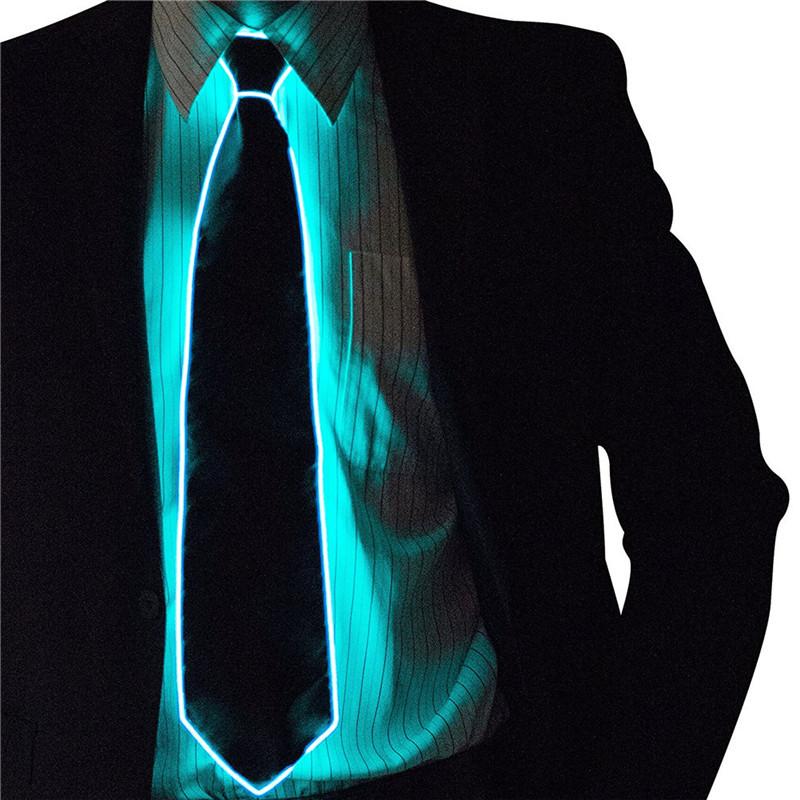 Men Glowing Tie EL Wire Neon LED Carnival Luminous Party Haloween Christmas Luminous Light Up Decoration DJ Bar Club Stage Prop Clothing