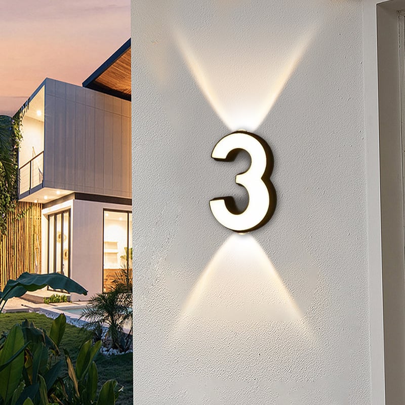 LED House Numbers Outside Wall Light IP65 Waterproof LED Floating Home Address Number Stainless Steel Large, Modern House Numbers for Outside, Yard, Street 110-240V