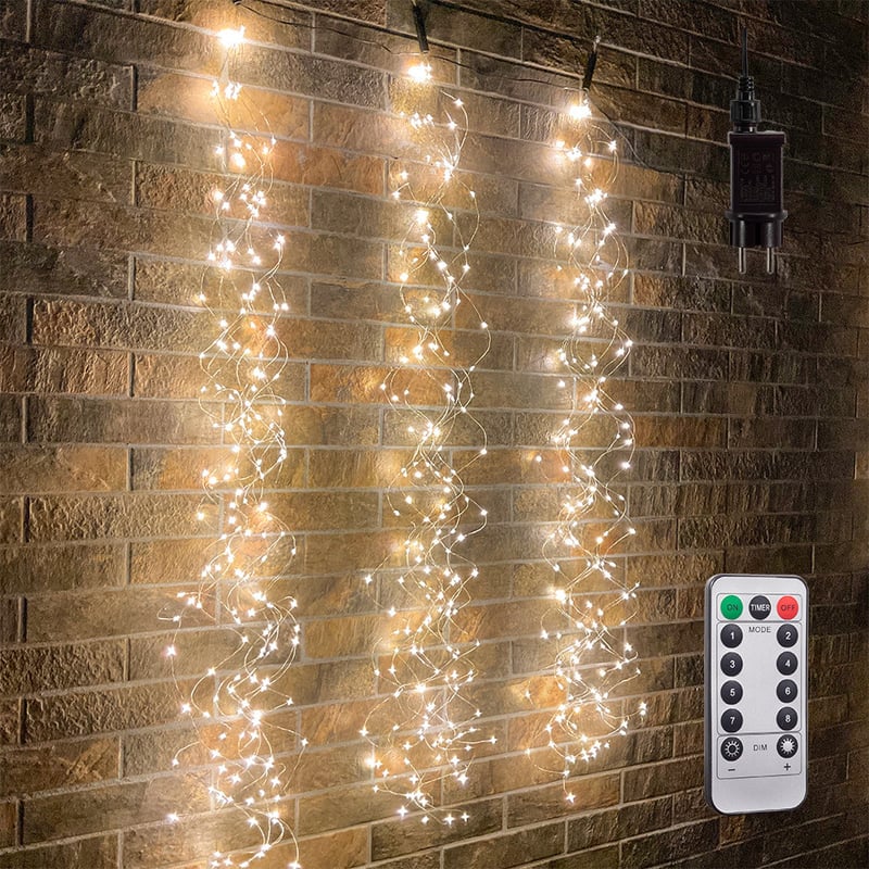 Elegant Wedding Reception Party Waterfall String Lights LED Fairy Lights 2m 200LEDs Vines Lights Copper Wire Christmas Wedding Party Holiday Tree Decoration