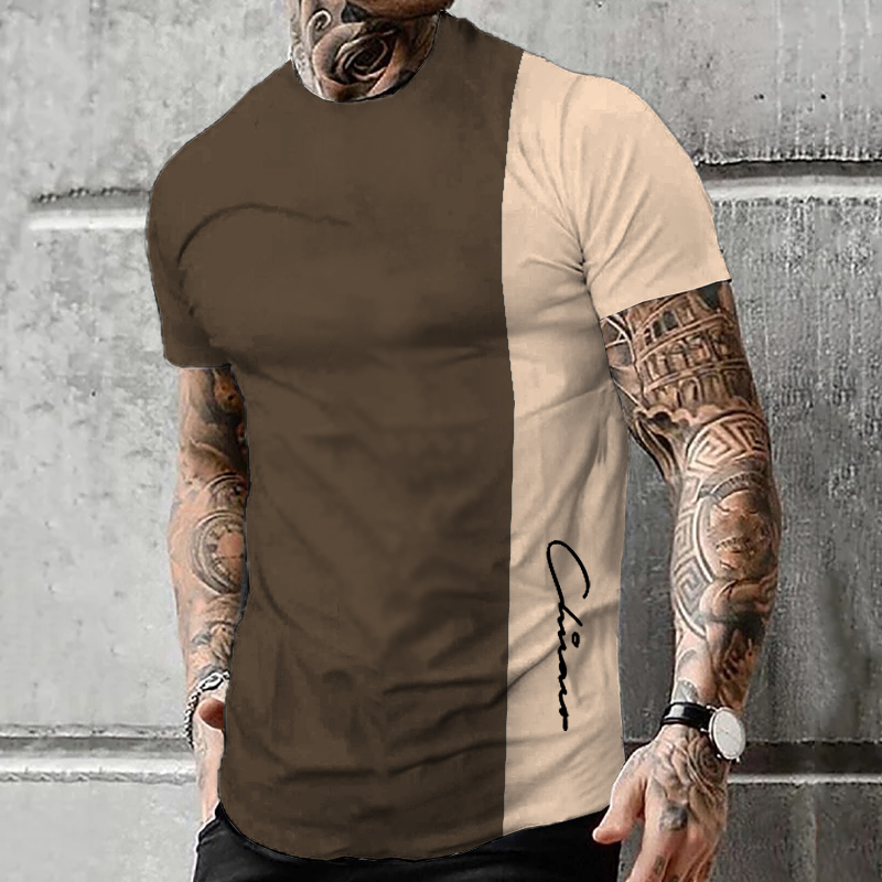 Men's Graphic Color Block T shirt Tee Short Sleeve T shirt 3D Print Crew Neck Shirt Vintage Fashion Designer Outdoor Casual Daily 1 2 3 Spring & Summer Clothing Apparel S M L XL 2XL 3XL
