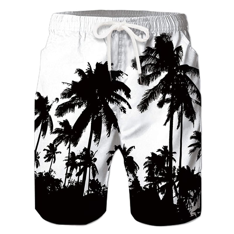 Men's Coconut Tree Board Shorts Swim Shorts Swim Trunks Mid Waist Hawaiian Boho Casual Daily Holiday Drawstring with Mesh lining Elastic Waist Designer Clothing Apparel