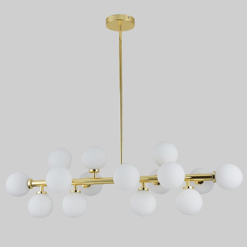 16 Bulbs 90cm(35.4") LED Gold Pendant Light Metal Glass Sputnik Electroplated 3.9" Lampshades Molecular Nordic Chandelier for Home Bedroom Kitchen